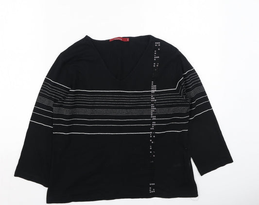 Bianca Womens Black  Viscose Basic T-Shirt Size 42 Round Neck