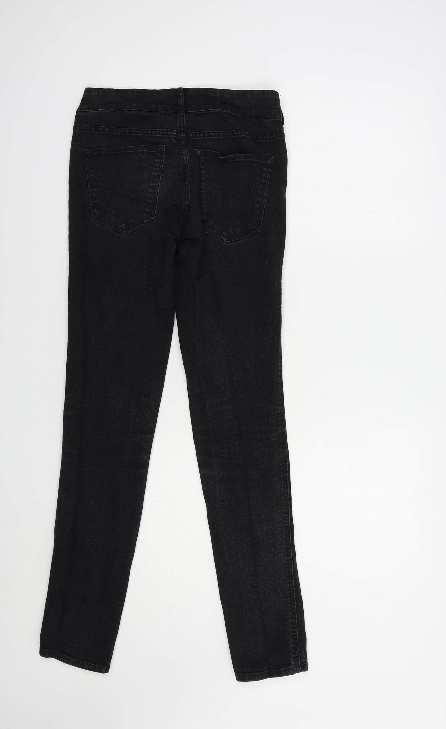 H&M Womens Black  Cotton Skinny Jeans Size 8 L32 in Regular Button