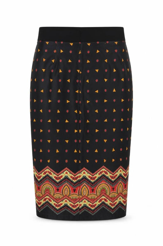 Gdg Actuel Womens Black Geometric Polyester Straight & Pencil Skirt Size 10