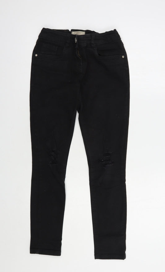 NEXT Girls Black  Cotton Skinny Jeans Size 12 Years  Regular Button