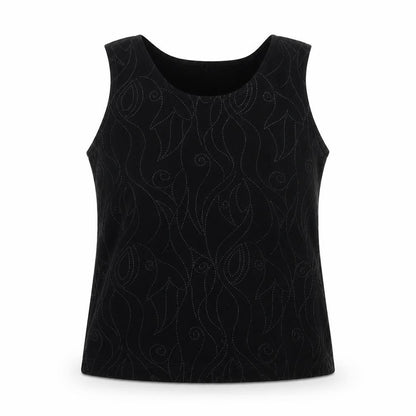 Saloos Womens Black  Acetate Basic Blouse Size L Scoop Neck