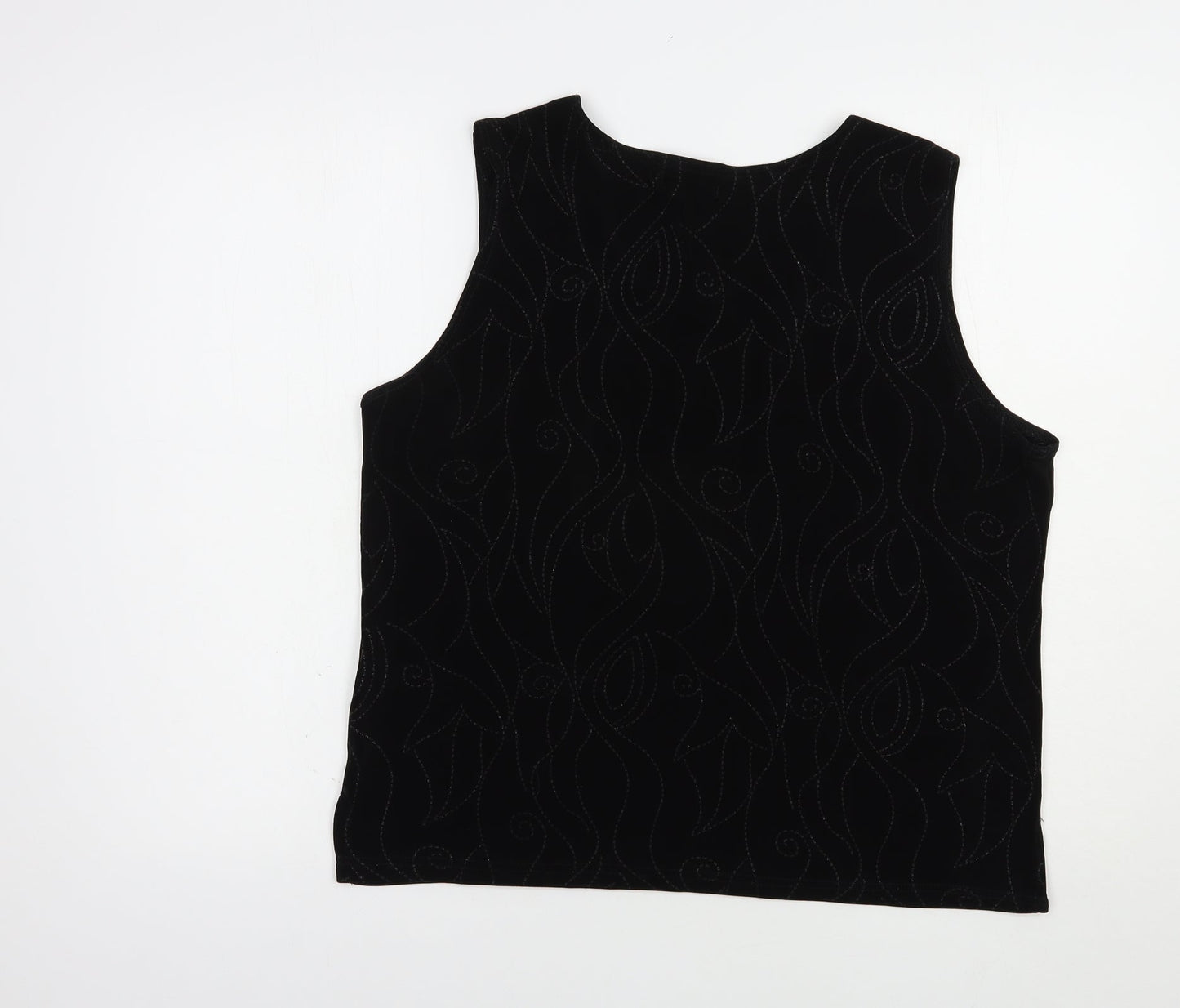 Saloos Womens Black  Acetate Basic Blouse Size L Scoop Neck