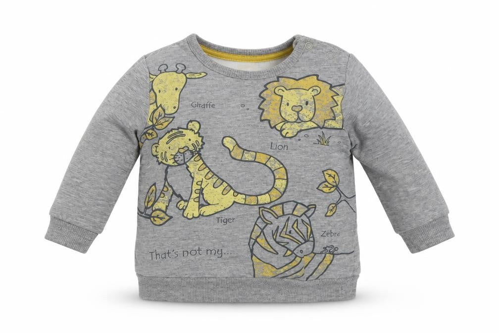 George Baby Grey  Cotton Basic T-Shirt Size 3-6 Months Crew Neck Pullover - Tiger