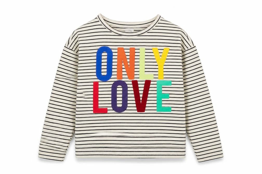 River Island Girls White Striped Cotton Pullover Sweatshirt Size 11-12 Years  Pullover - Only Love