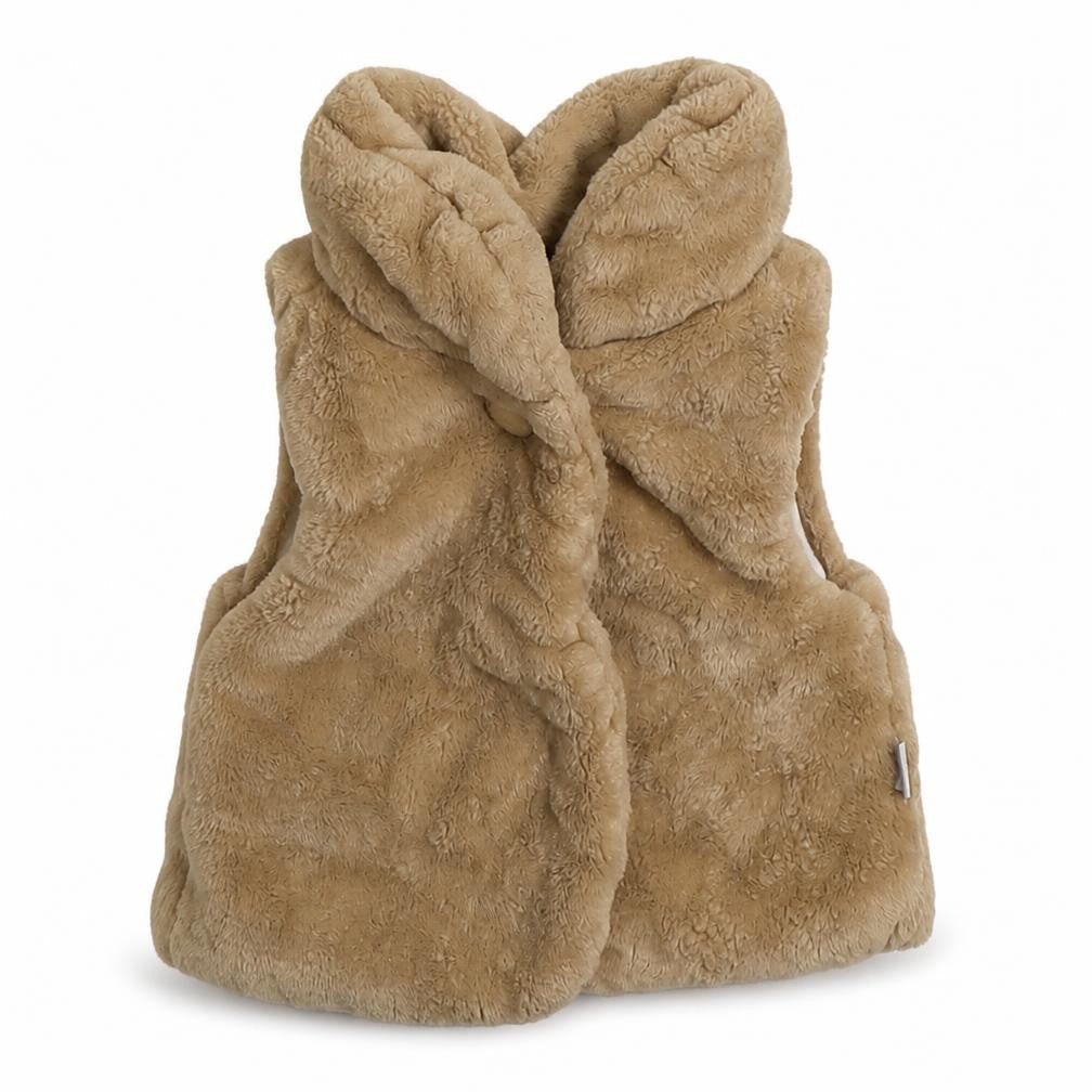 Fruit de ma passion  Girls Beige Animal Print  Gilet Jacket Size 18 Months   Button