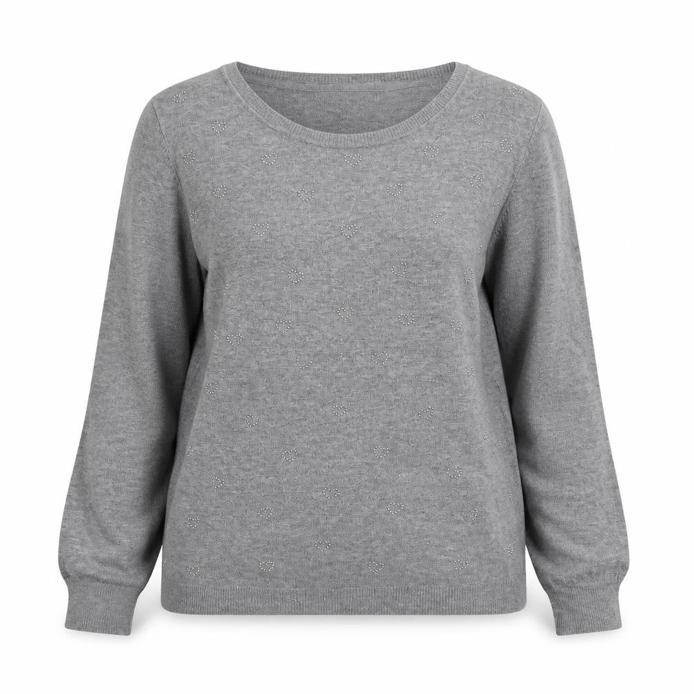 Marks & Spencer Womens Grey Crew Neck  Acrylic Pullover Jumper Size M   - Love Heart
