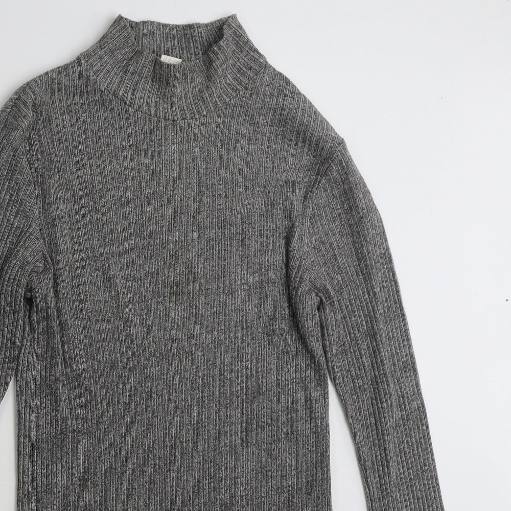 H&M Womens Grey High Neck  Cotton Pullover Jumper Size M