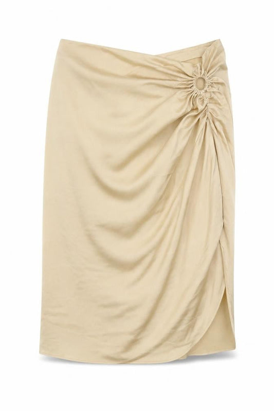Boohoo Womens Gold  Polyester Straight & Pencil Skirt Size 28   Zip