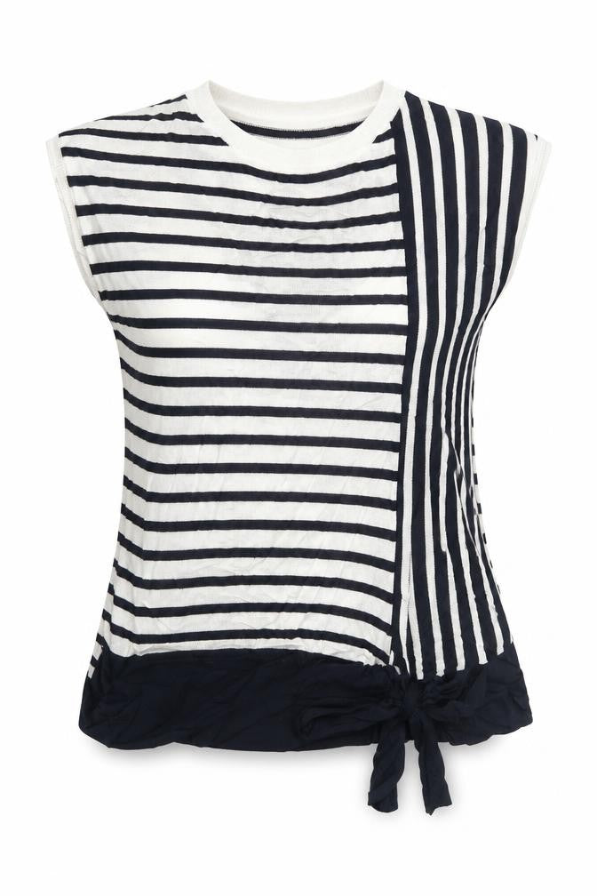 Marks & Spencer Womens Blue Boat Neck Striped Viscose Vest Jumper Size 10