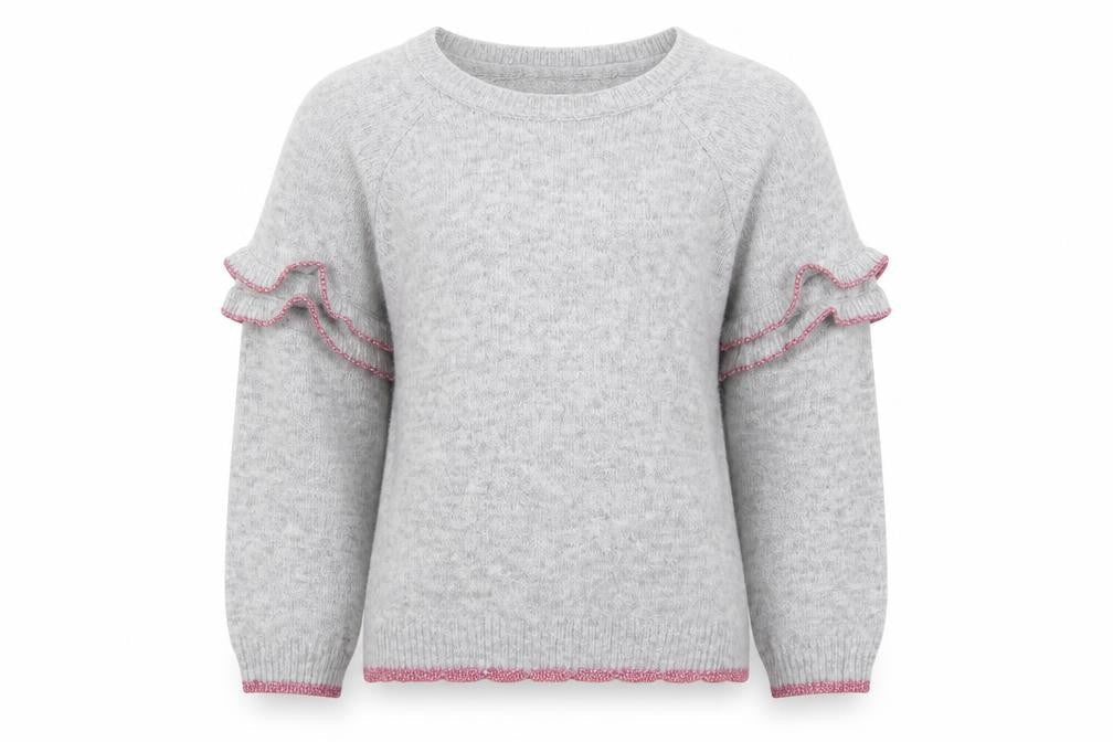 Marks & Spencer Girls Grey Crew Neck  Acrylic Pullover Jumper Size 5-6 Years  Pullover