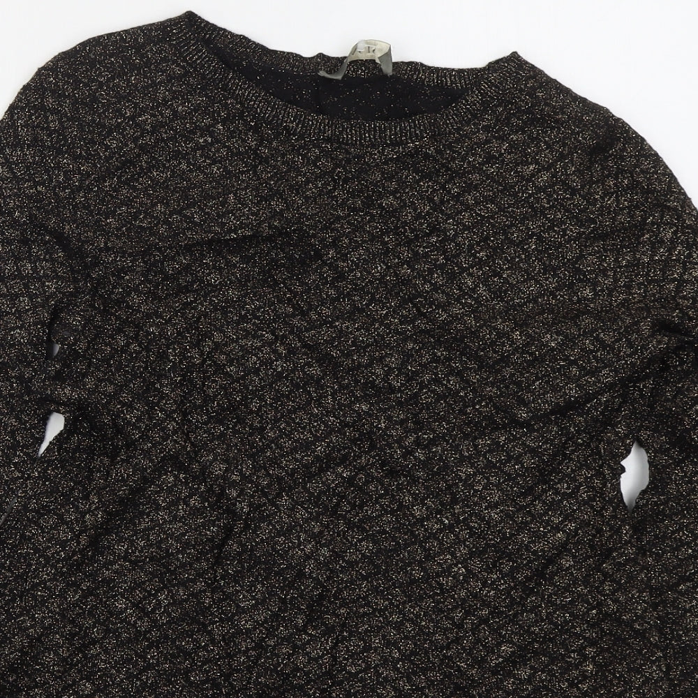 Oasis Womens Gold Crew Neck  Cotton Pullover Jumper Size XS
