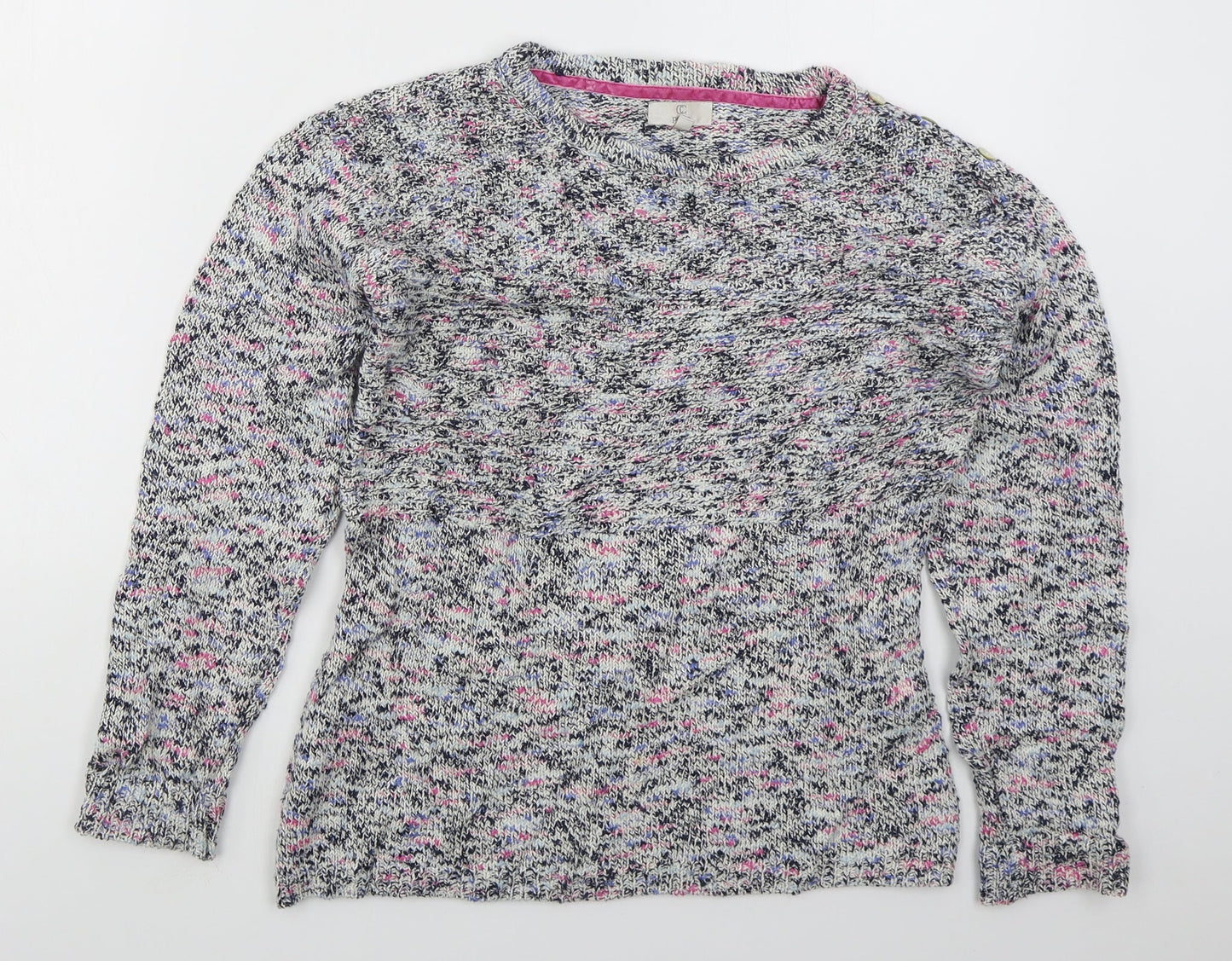 Country Casuals Womens Blue Crew Neck  Cotton Pullover Jumper Size M