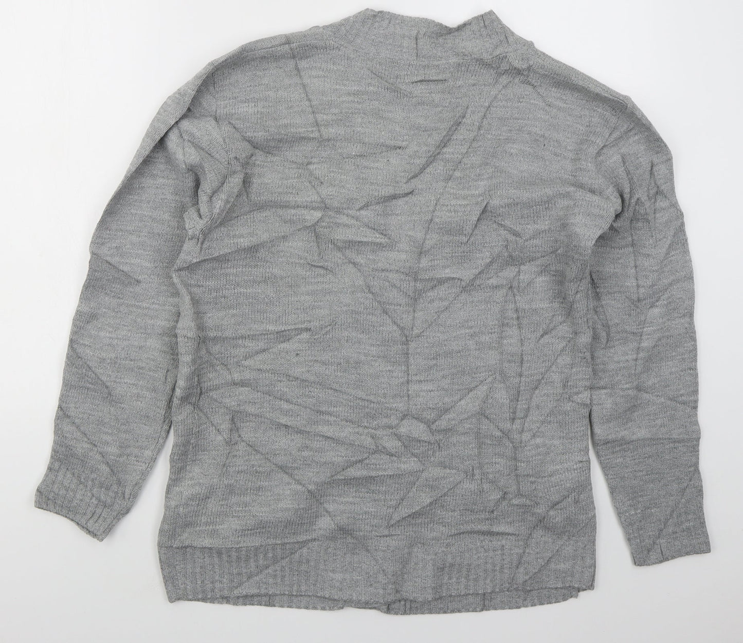 Pure & Natural Womens Grey V-Neck  Acrylic Cardigan Jumper Size S