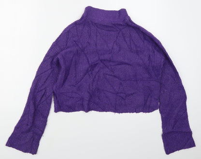 H&M Womens Purple Mock Neck  Acrylic Pullover Jumper Size S