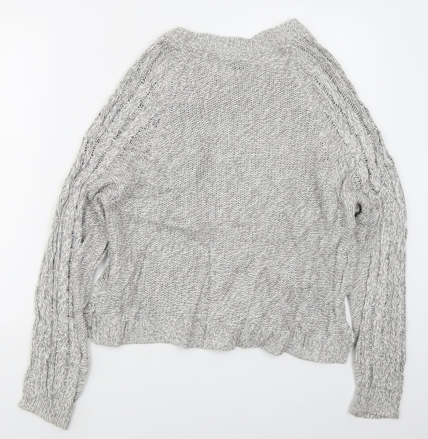 H&M Womens Grey Round Neck  Cotton Pullover Jumper Size M
