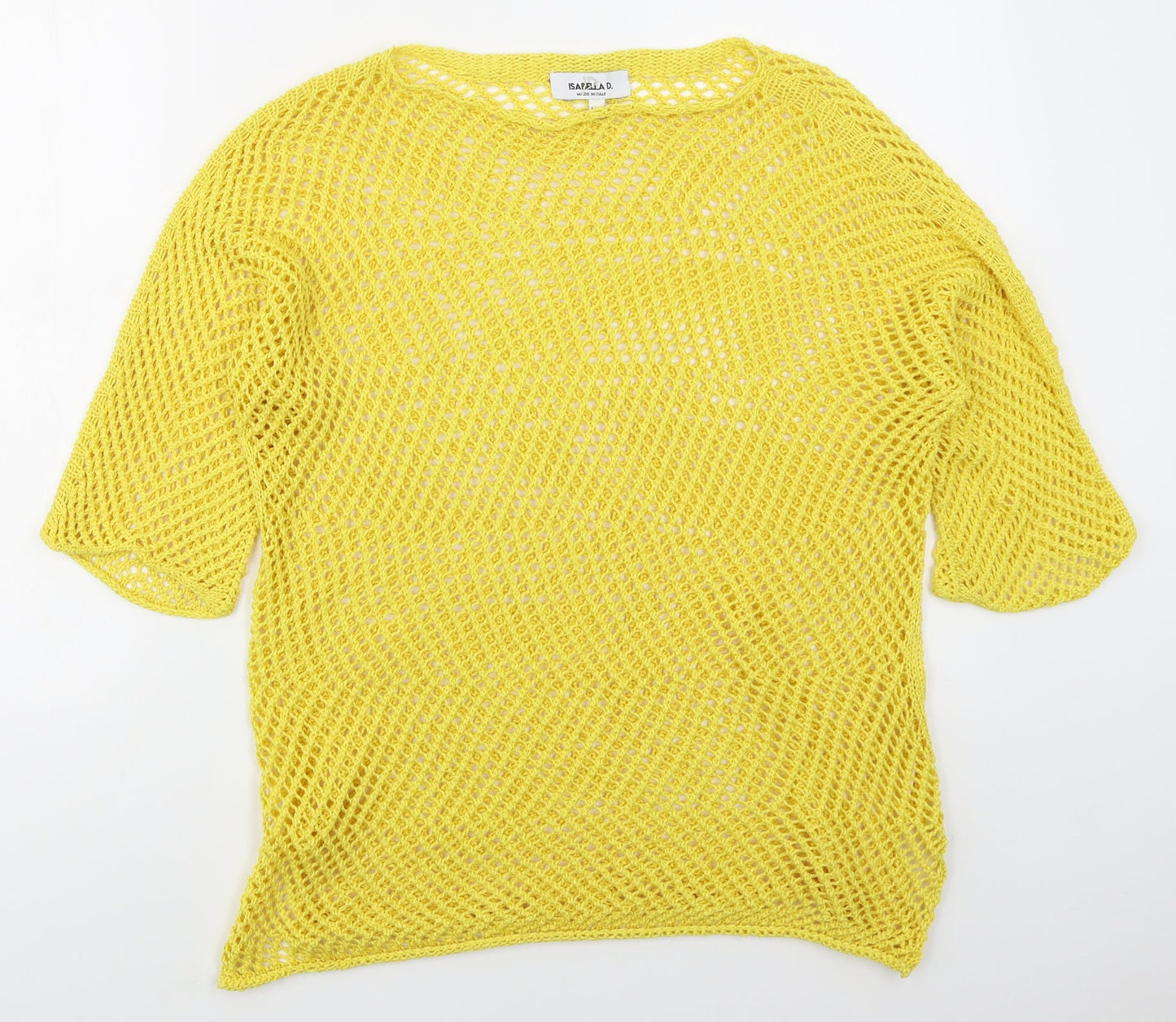 Isabella D Womens Yellow Boat Neck  Acrylic Pullover Jumper Size M