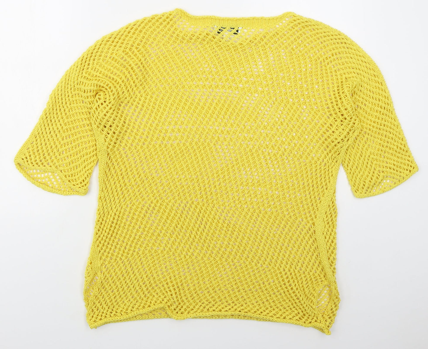 Isabella D Womens Yellow Boat Neck  Acrylic Pullover Jumper Size M