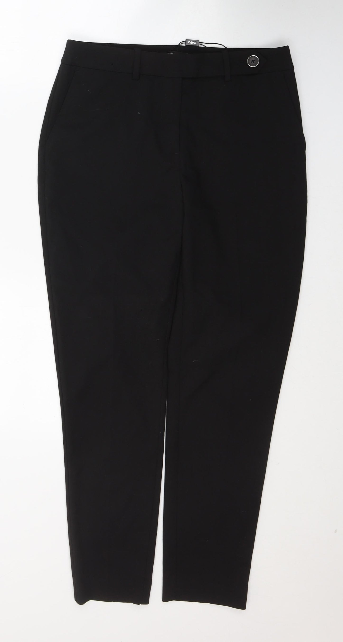 NEXT Womens Black  Polyester Trousers  Size 10 L26 in Regular Button