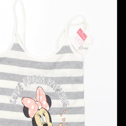 Preloved Disney Womens Grey Striped Cotton Basic Tank Size 4 Round Neck - Minnie mouse - Detail