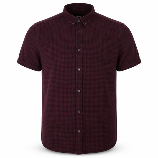 Burtons Mens Red Check Cotton  Button-Up Size 44 Collared Button