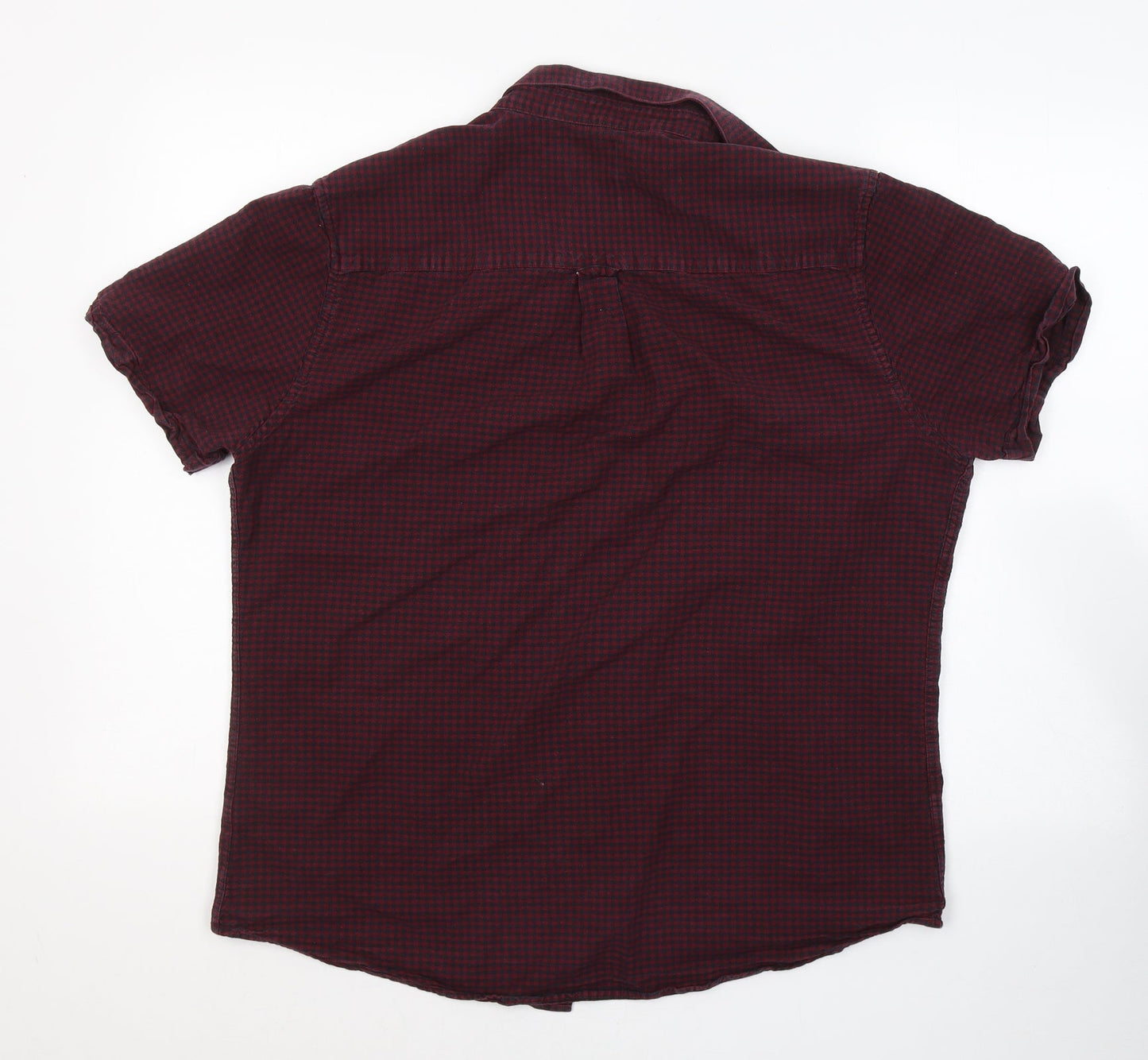BURTONS MENSWEAR Mens Red Check Cotton  Button-Up Size 44 Collared Button