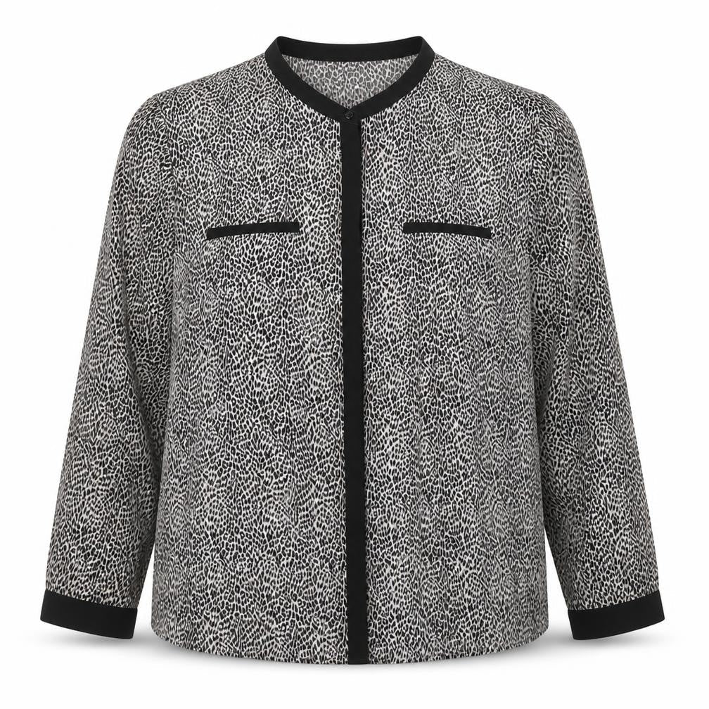 Dunnes Stores Womens Black Animal Print Polyester Basic Button-Up Size 16 Collared
