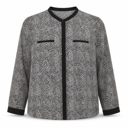 Dunnes Womens Black Animal Print Polyester Basic Button-Up Size 16 Collared