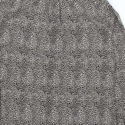 Dunnes Womens Black Animal Print Polyester Basic Button-Up Size 16 Collared