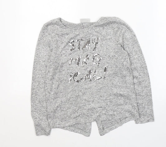 Ilovegirlswear Girls Grey Round Neck  Polyester Pullover Jumper Size 9 Years  Pullover - Stay Magical
