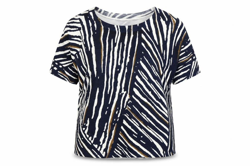 Marks & Spencer Womens Blue Round Neck Animal Print Acrylic Pullover Jumper Size 14