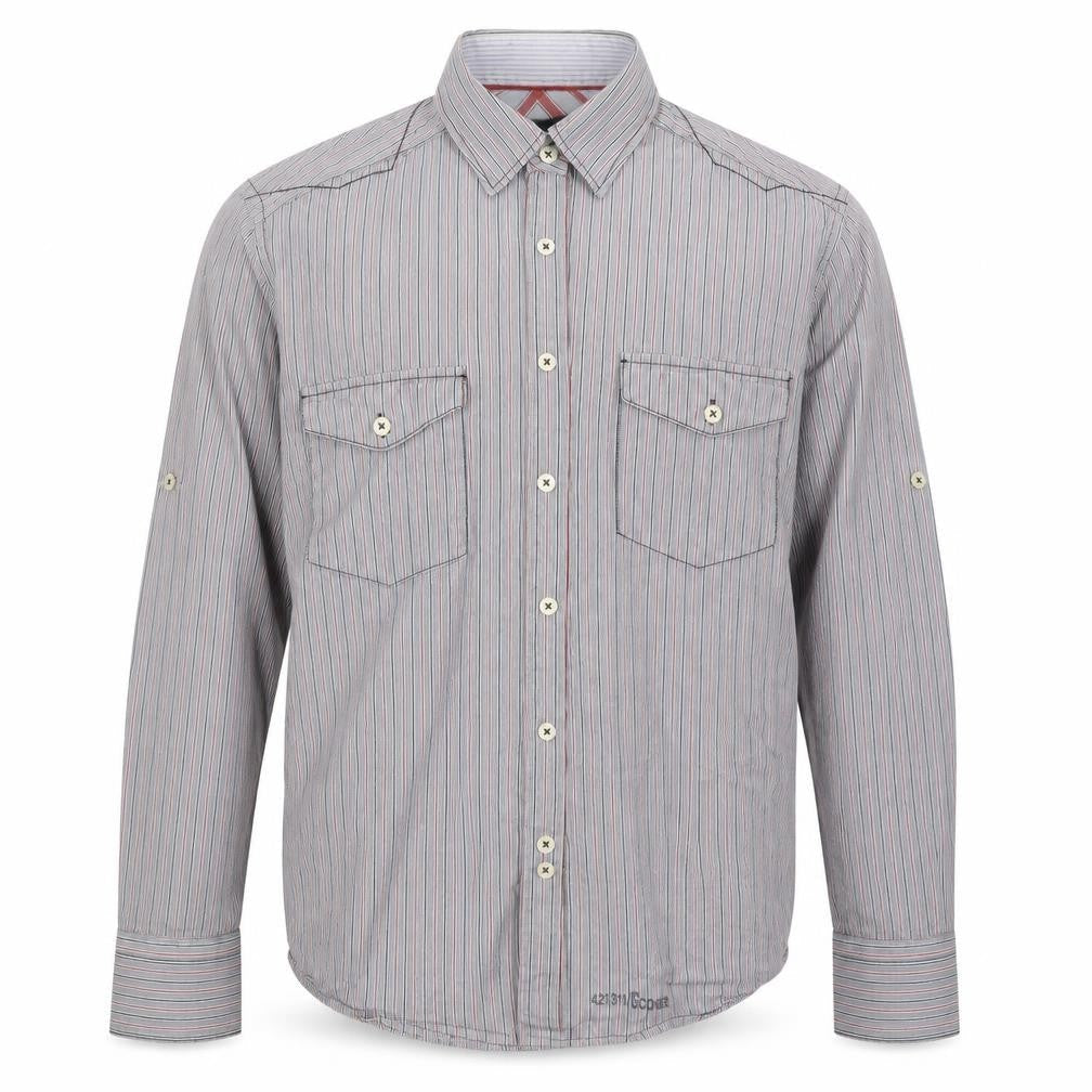 Duck and Cover Boys Green Striped Cotton Basic Button-Up Size L Collared Button