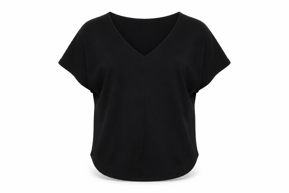 Gap Womens Black  Polyester Jersey T-Shirt Size S V-Neck