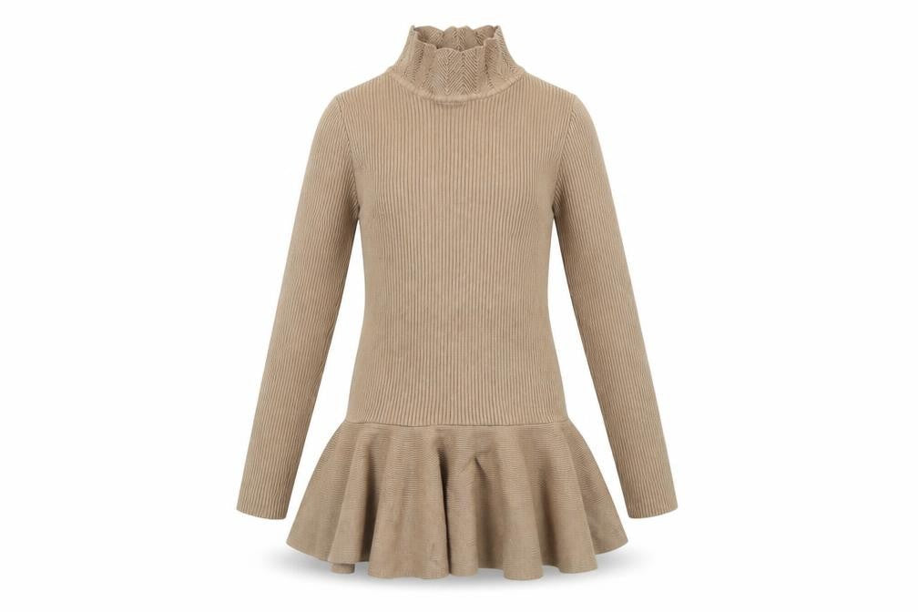 Yoyo S Girls Beige  Cotton Jumper Dress  Size 12 Months  High Neck