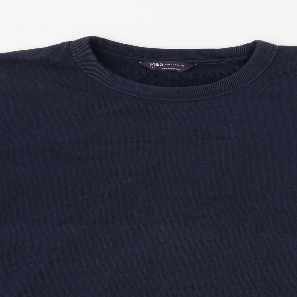 Marks and Spencer Womens Blue Crew Neck  Cotton Pullover Jumper Size 12