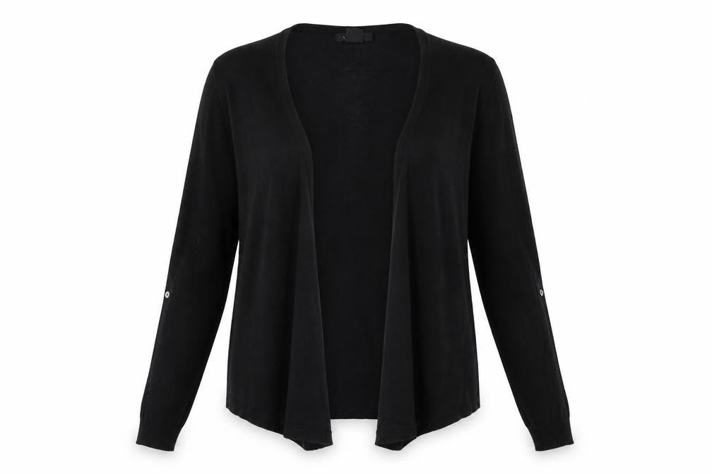 Amisu Womens Black V-Neck  Acrylic Cardigan Jumper Size XS