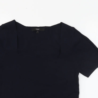 Preloved NEXT Womens Blue Square Neck  Viscose Pullover Jumper Size S - Detail