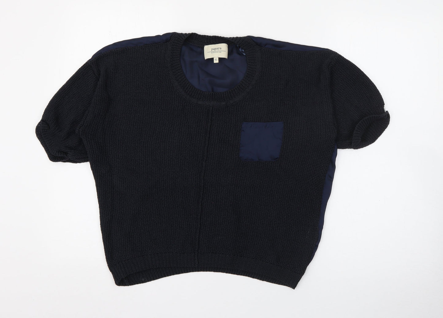 Papaya Womens Blue Crew Neck  Acrylic Pullover Jumper Size 12