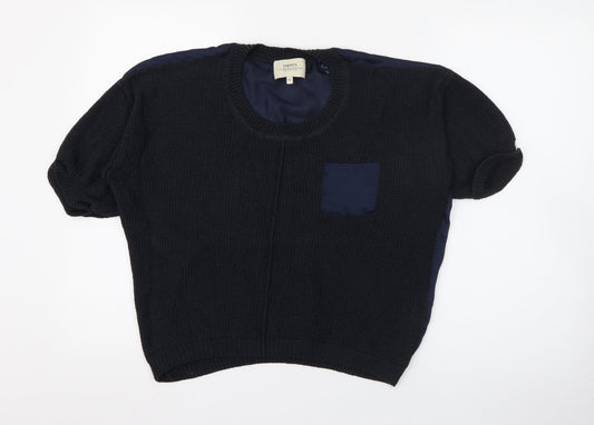 Papaya Womens Blue Crew Neck  Acrylic Pullover Jumper Size 12