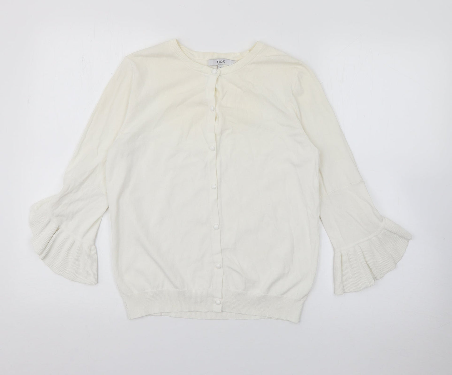 NEXT Womens Ivory Crew Neck  Polyester Cardigan Jumper Size 10