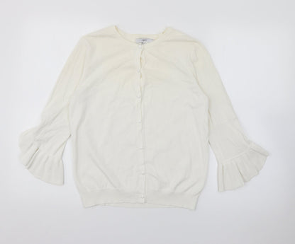 Next Womens Ivory Crew Neck  Polyester Cardigan Jumper Size 10