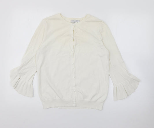 NEXT Womens Ivory Crew Neck  Polyester Cardigan Jumper Size 10