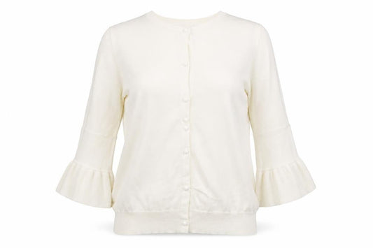 Next Womens Ivory Crew Neck  Polyester Cardigan Jumper Size 10