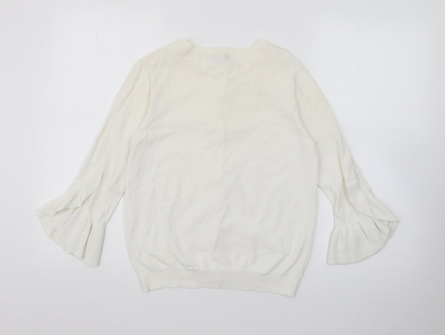 NEXT Womens Ivory Crew Neck  Polyester Cardigan Jumper Size 10