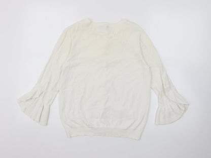 Next Womens Ivory Crew Neck  Polyester Cardigan Jumper Size 10