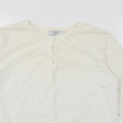 Next Womens Ivory Crew Neck  Polyester Cardigan Jumper Size 10