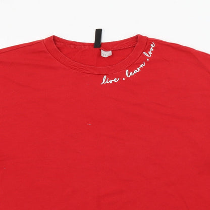 H&M Womens Red  Cotton Pullover Sweatshirt Size M