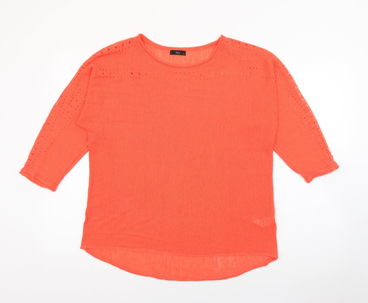 M&Co Womens Orange Boat Neck  Acrylic Pullover Jumper Size 16