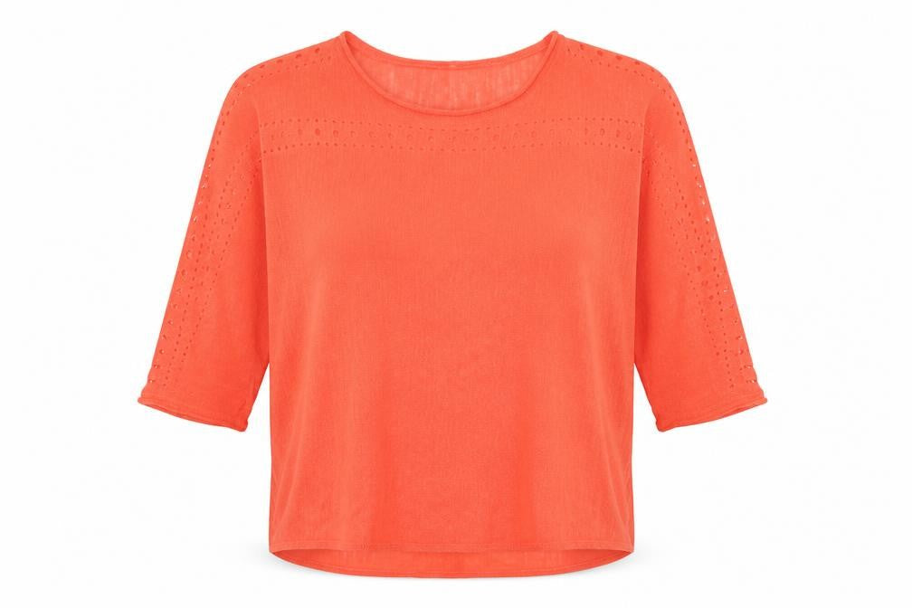 M&Co Womens Orange Boat Neck  Acrylic Pullover Jumper Size 16