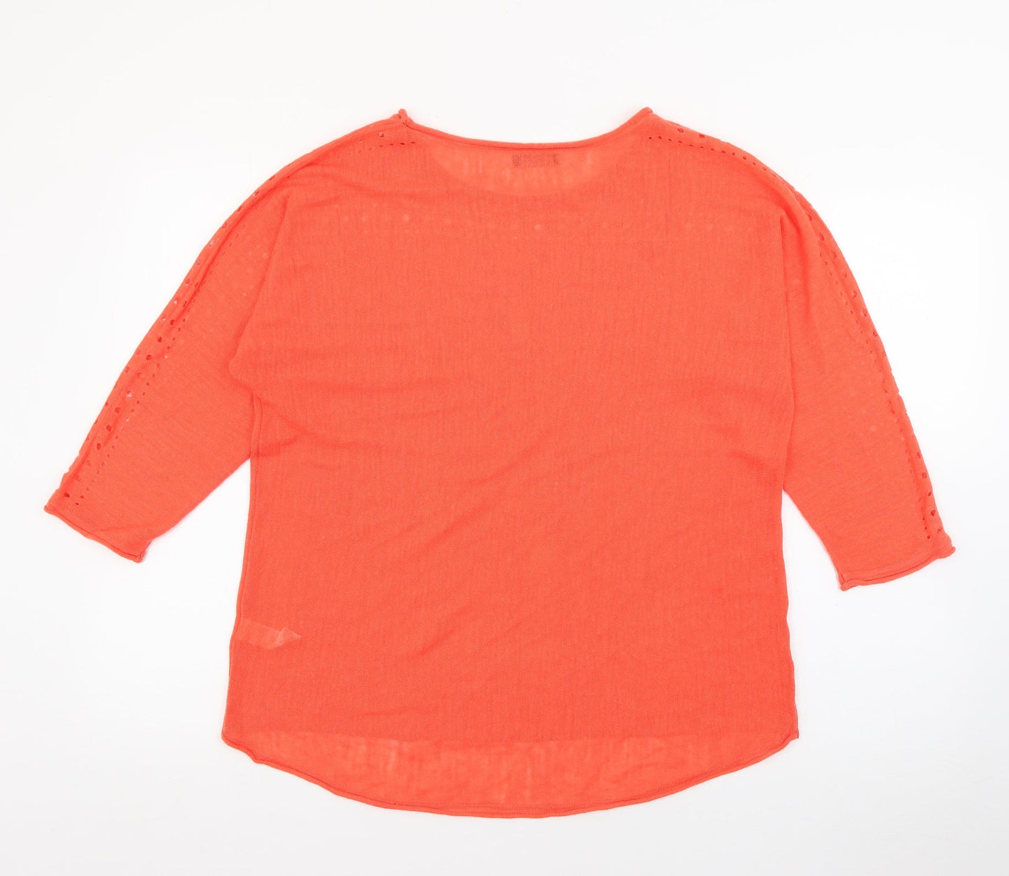 M&Co Womens Orange Boat Neck  Acrylic Pullover Jumper Size 16