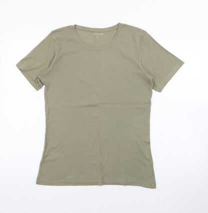 Preloved Dunnes Stores Womens Green  Polyester Basic T-Shirt Size M Crew Neck - Front